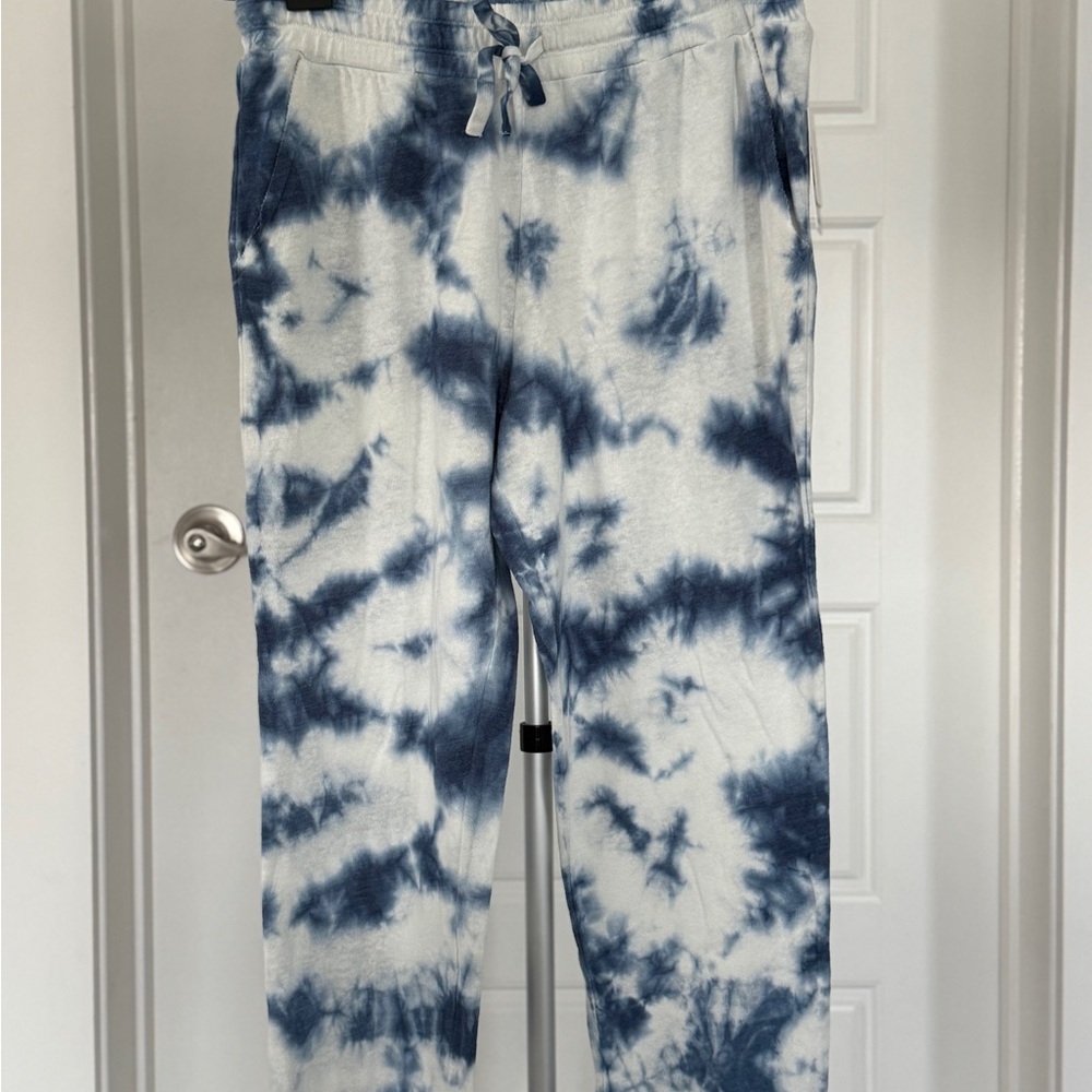 Splendid Tie-Dye Joggers - Navy and White